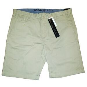 65 MCMLXV Q Mens Beige Chino Shorts Flat Front 5 Pocket Summer Casual 38 NWT $70